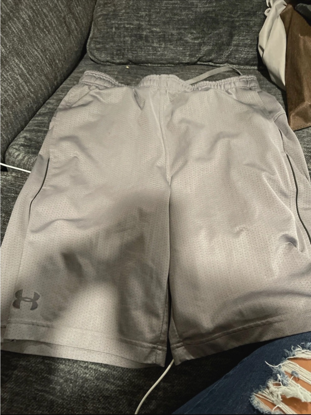Under Armour Men’s Light Gray Athletic Mesh Shorts